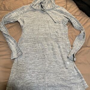 Gray Hooded Longline Sweatshirt Tunic